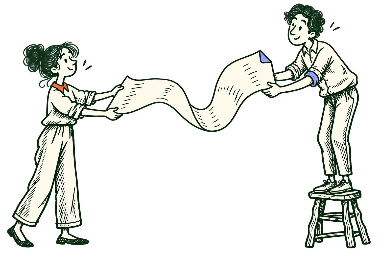 Two people share a continuous thread between their notes, keeping the context connected.